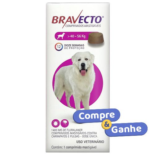 Antipulgas e Carrapatos MSD Bravecto - Cães de 40 a 56kg - 1400mg 