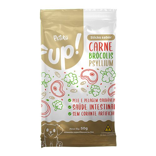 UP! sabor Carne com Brócolis e Psyllium - 50g - Petiko 1