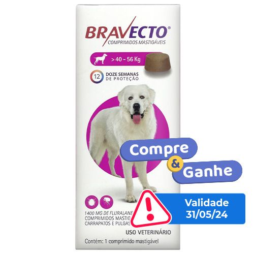 Antipulgas e Carrapatos MSD Bravecto - Cães de 40 a 56kg - 1400mg 
