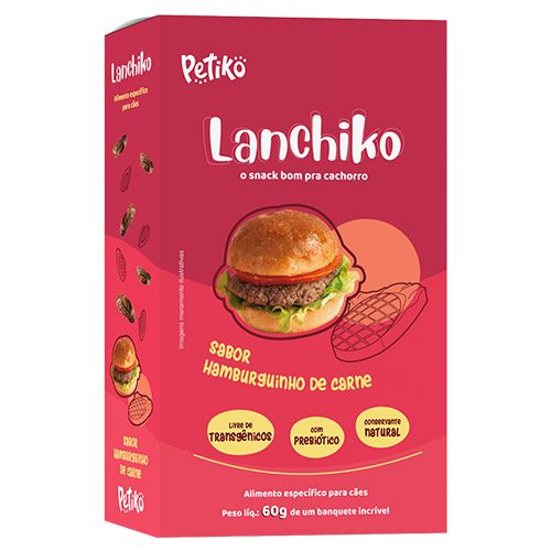 Petisco Snack Lanchiko Petiko sabor Hamburguinho de Carne - Cães - 60g