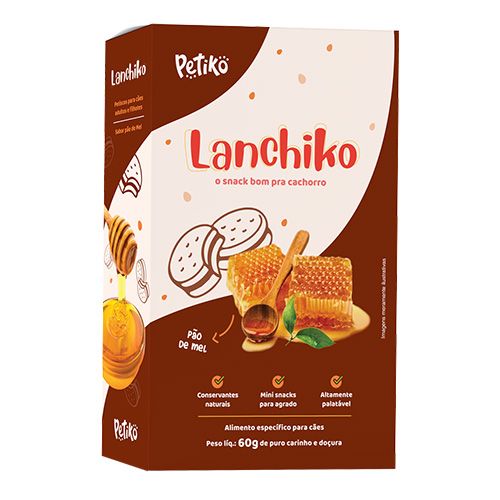 Petisco Snack Lanchiko Petiko Sabor Pão de Mel - Cães - 60 g