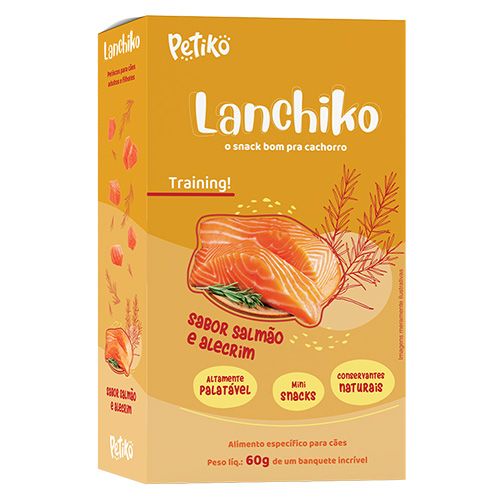Petisco Snack Lanchiko Petiko Sabor Salmão e Alecrim - Cães - 60 g