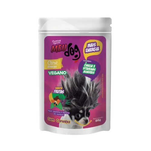 Petisco Snack Vegano Meu Dog Energy Sabor Frutas - Cães - 60 g