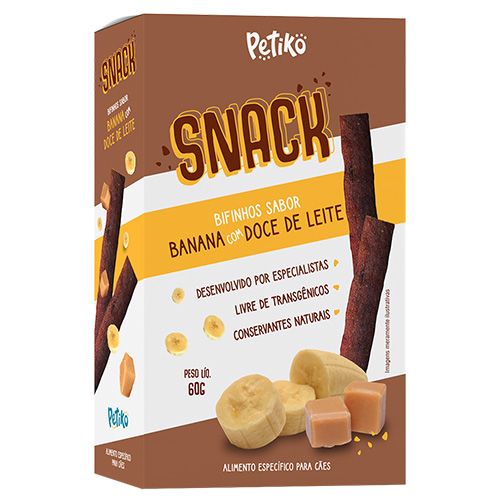 Petisco Snack Petiko Sabor Banana com Doce de Leite - Cães - 60 g