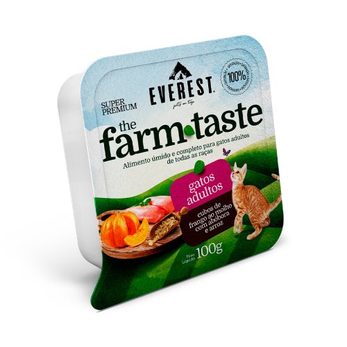 Everest The Farm Taste sabor Cubos de Frango ao Molho com Abobora e Arroz - 100g - Para Gatos Adultos 1