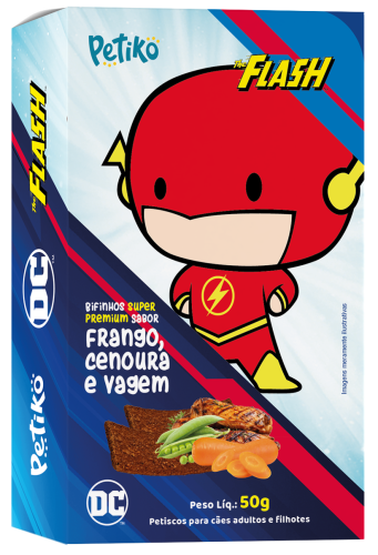 Bifinho - Justice League - sabor Frango, Cenoura e Vagem - 50g - Petiko 1