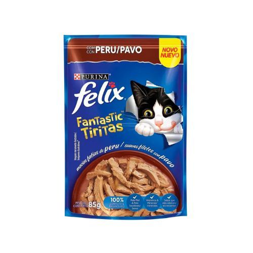 Ração Úmida Nestlé Purina Felix Fantastic Tiritas Sabor Peru - Gatos Adultos - 85g
