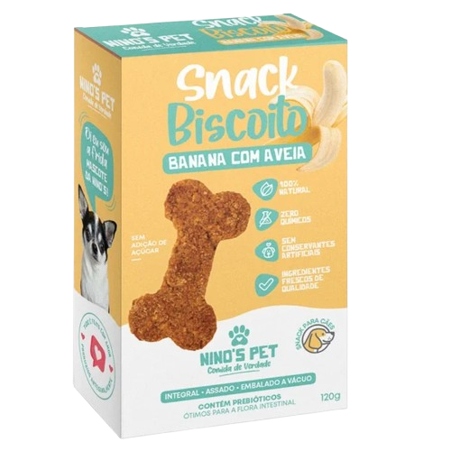 Biscoito Integral Nino's Pet Sabor Banana Com Aveia - Cães - 120g