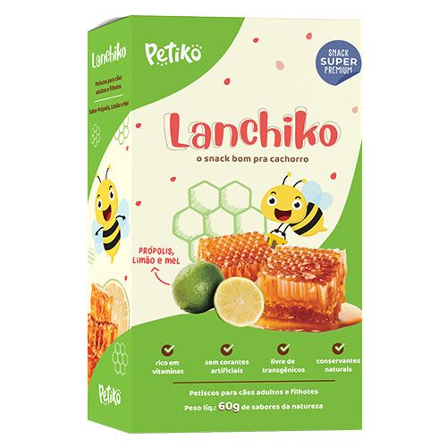 Petisco Snack Lanchiko Petiko Sabor Própolis, Limão e Mel - Cães - 60 g