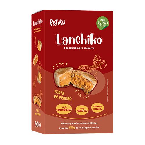 Petisco Snack Lanchiko Petiko Sabor Torta de Frango - Cães - 60 g