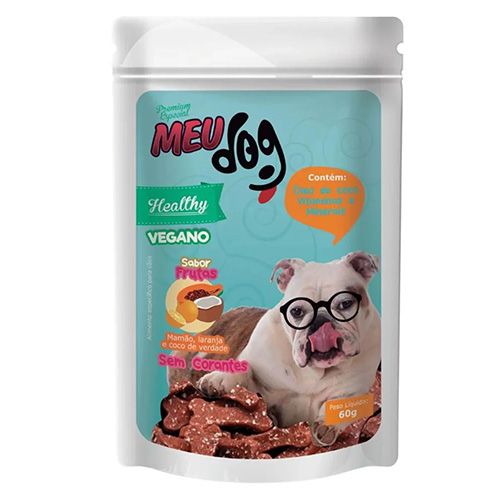 Petisco Snack Vegano Meu Dog Healthy Sabor Frutas - Cães - 60g