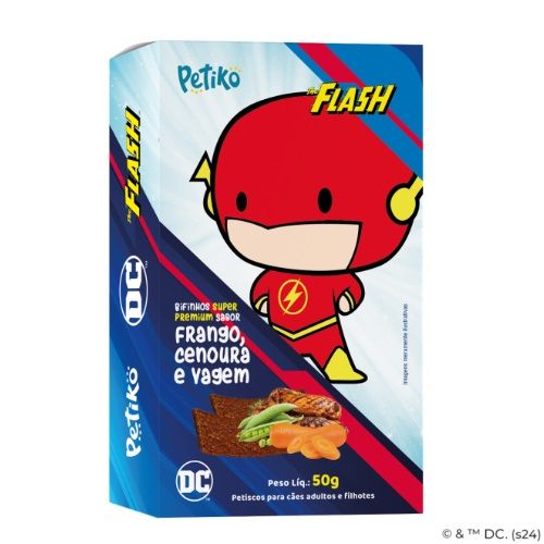 Petisco Justice League - The Flash - Petiko - Sabor Frango, Cenoura e Vagem - Cães - 50g