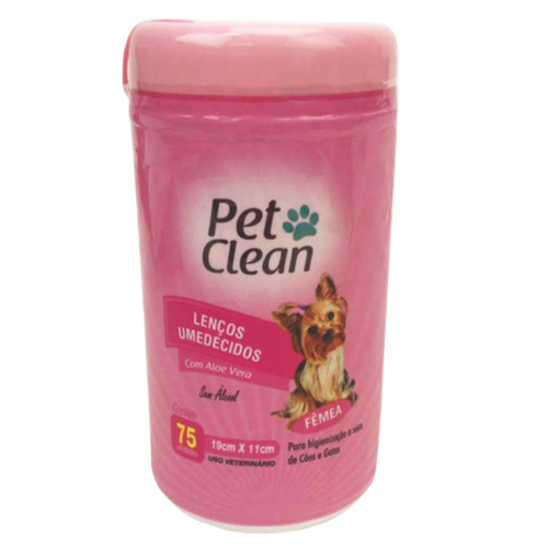 Lenços Umedecidos Fêmea Pet Clean para Cães e Gatos - 75 un