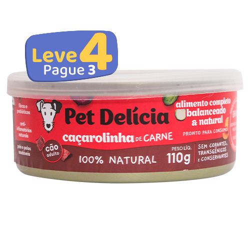 Ração Úmida Pet Delícia Sabor Caçarolinha de Carne - Cães Adultos - 110 g