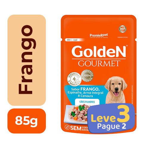 Ração Úmida Golden Gourmet Sabor Frango - Cães Filhotes - 85g