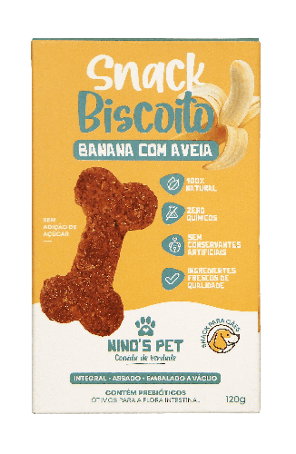 Biscoito - Snacks Integrais - Sabor Banana c/ Aveia - 120g - Nino's Pet 1