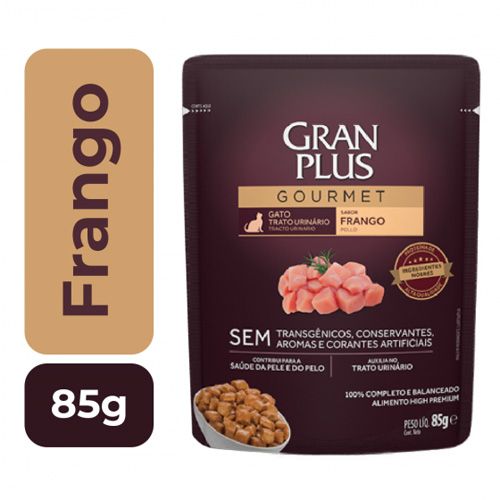 Ração Úmida Gran Plus Gourmet Sabor Frango - Gatos Trato Urinário - 85 g