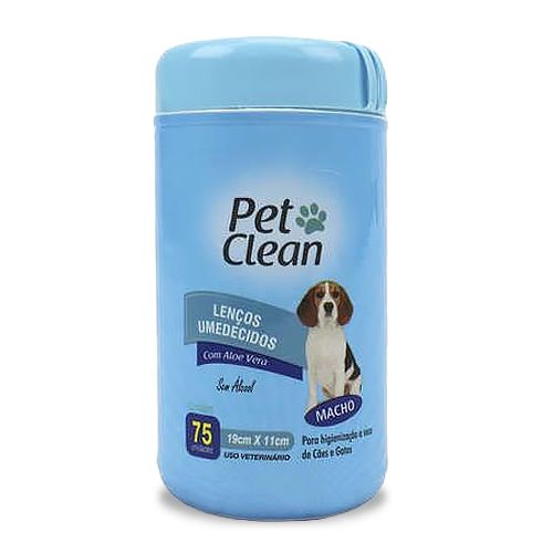 Lenços Umedecidos Macho Pet Clean para Cães e Gatos - 75 un