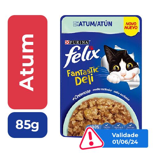 Ração Úmida Nestlé Purina Felix Fantastic Deli Sabor Atum - Gatos Adultos - 85g