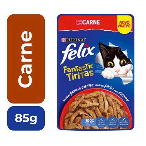 Ração Úmida Nestlé Purina Felix Fantastic Tiritas Sabor Carne - Gatos Adultos - 85g 