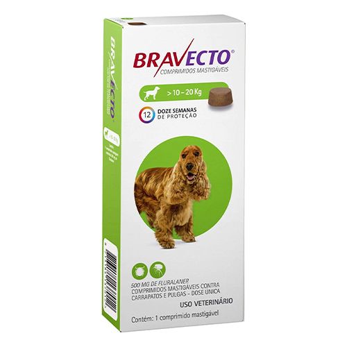 Antipulgas e Carrapatos MSD Bravecto - Cães de 10 a 20kg - 500mg 